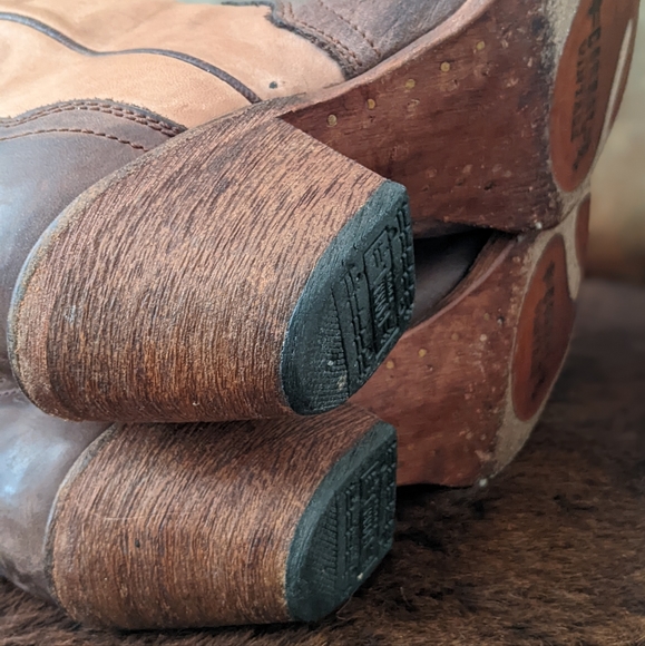 CORRAL C1620 laser tooled tan & turquoise snip toe cowgirl western boots sz 9.5 - Picture 15 of 16